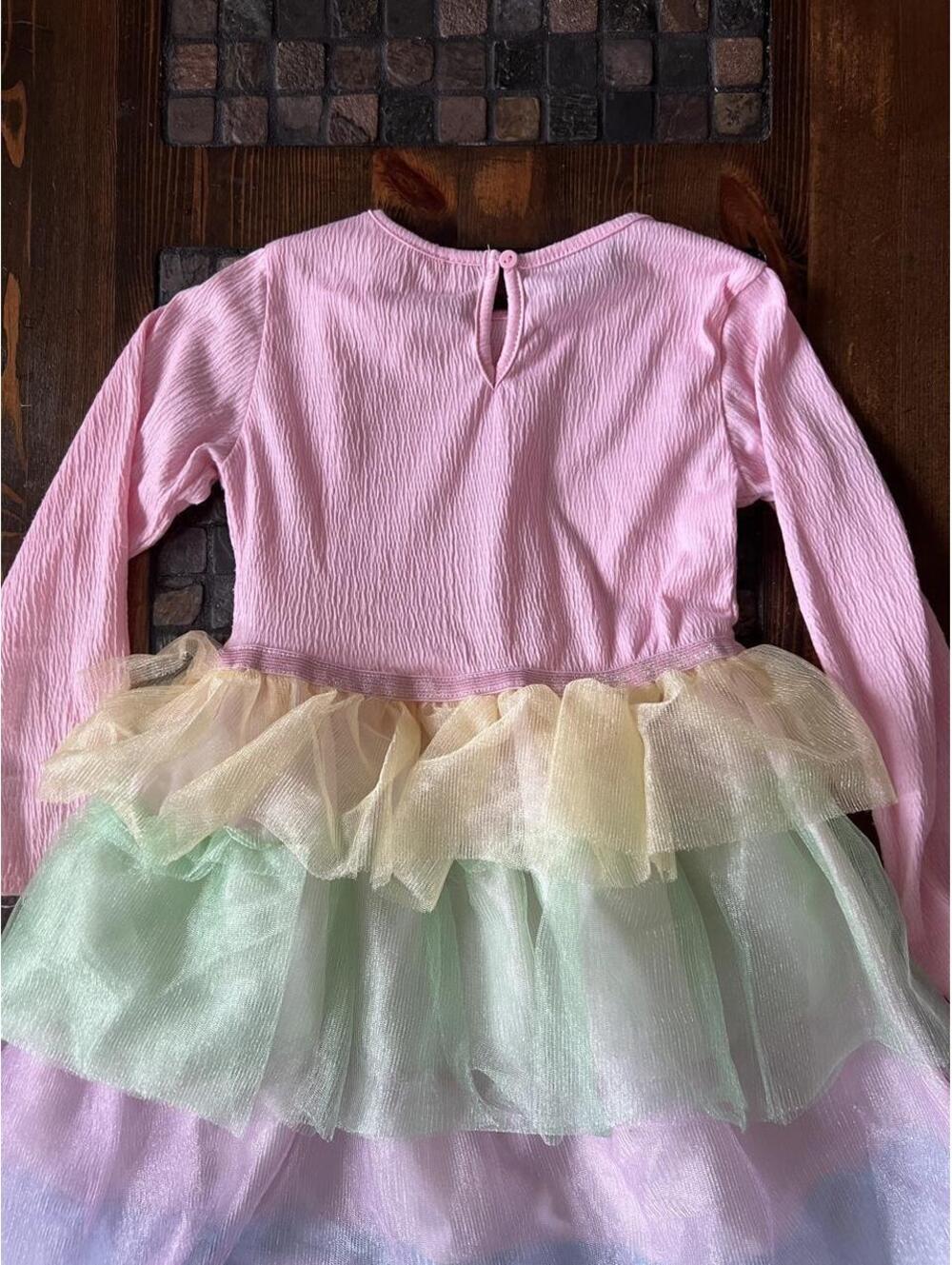 Vintage H&M Pastel Rainbow Tulle Princess Dress Fairycore Girls Size 5T–6 🦄 - Picture 4 of 6